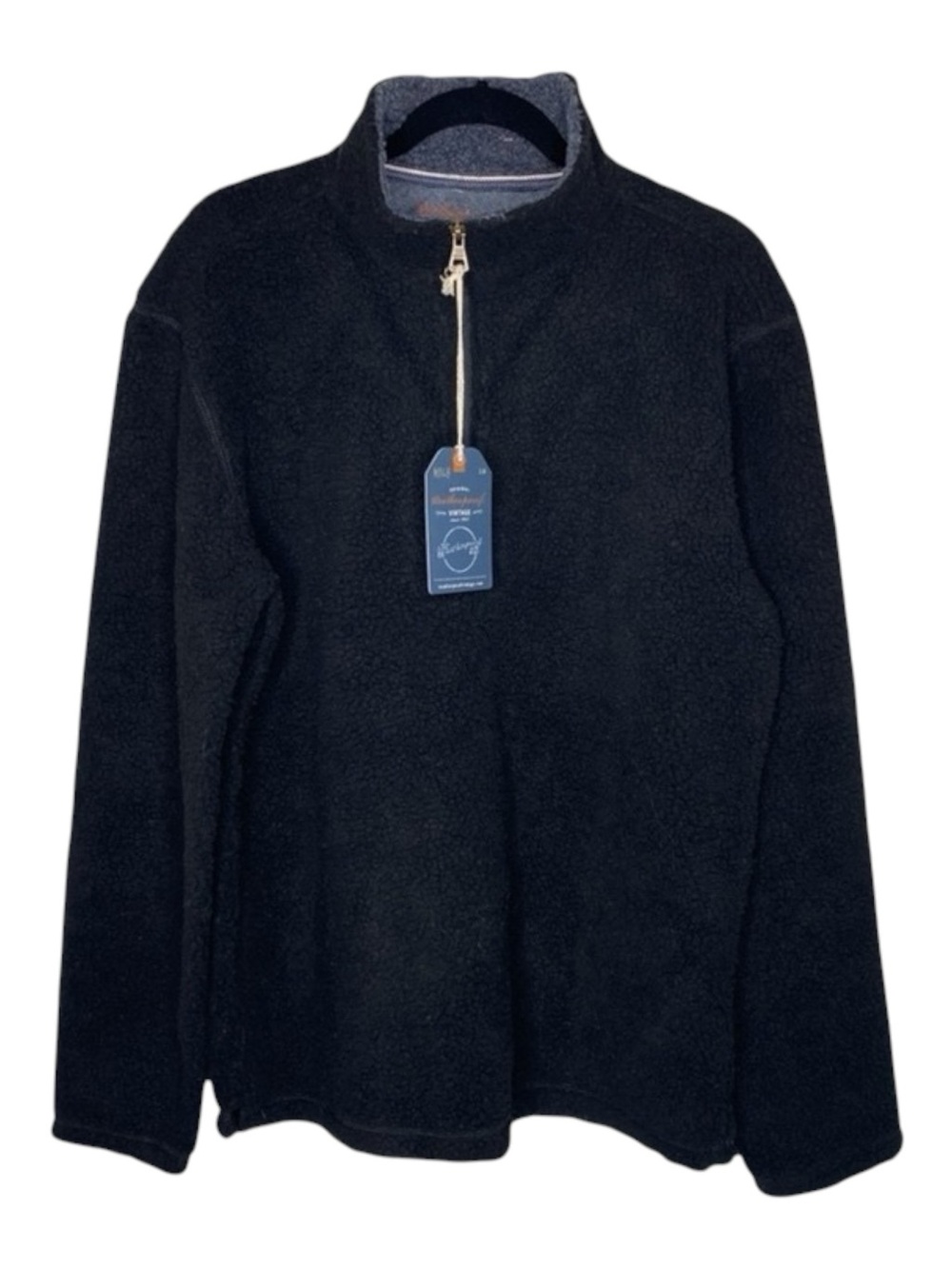 new Weatherproof ๐ Vegan Sherpa 1/4 Zip Pullover Sweatee Sweatshirt ๐ Black - Picture 13 of 16